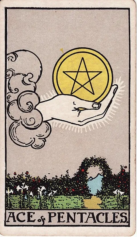 Ace of Pentacles, Rider–Waite–Smith tarot (1909)
