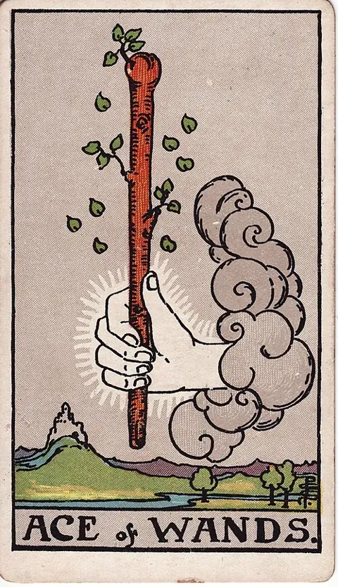 Ace of Wands, Rider–Waite–Smith tarot (1909)