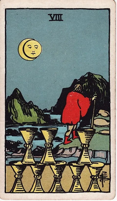 Eight of Cups, Rider–Waite–Smith tarot (1909)