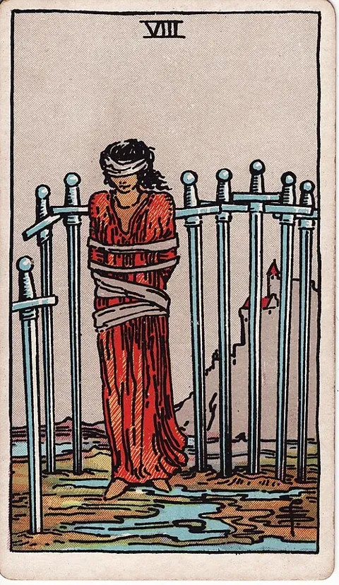 Eight of Swords, Rider–Waite–Smith tarot (1909)