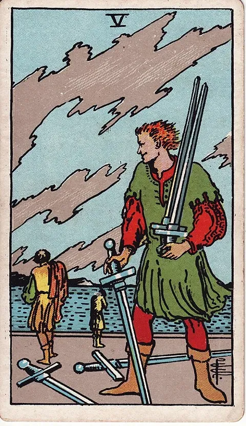 Five of Swords, Rider–Waite–Smith tarot (1909)