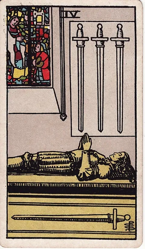 Four of Swords, Rider–Waite–Smith tarot (1909)