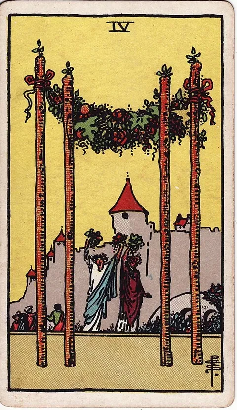 Four of Wands, Rider–Waite–Smith tarot (1909)