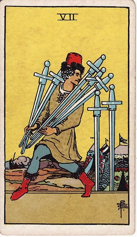 Seven of Swords, Rider–Waite–Smith tarot (1909)