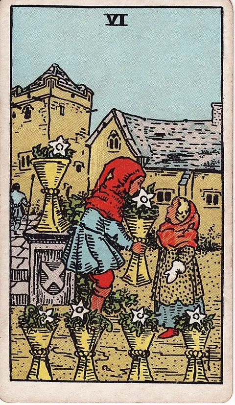 Six of Cups, Rider–Waite–Smith tarot (1909)
