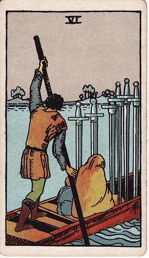 Six of Swords, Rider–Waite–Smith tarot (1909)