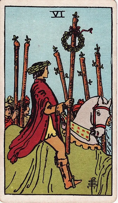 Six of Wands, Rider–Waite–Smith tarot (1909)