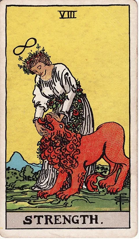 Strength, Rider–Waite–Smith tarot (1909)