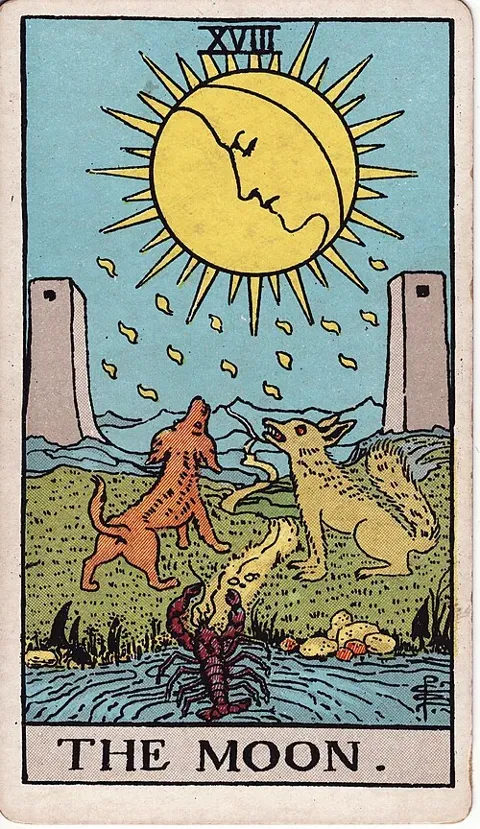 The Moon, Rider–Waite–Smith tarot (1909)