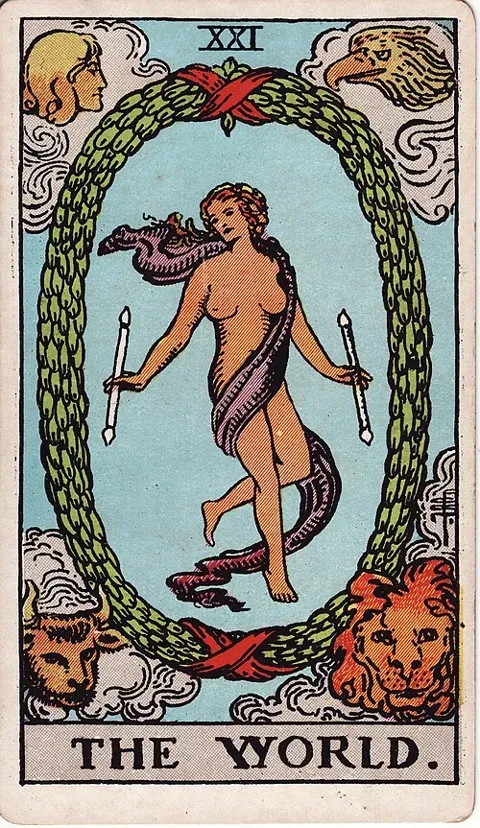 The World, Rider–Waite–Smith tarot (1909)