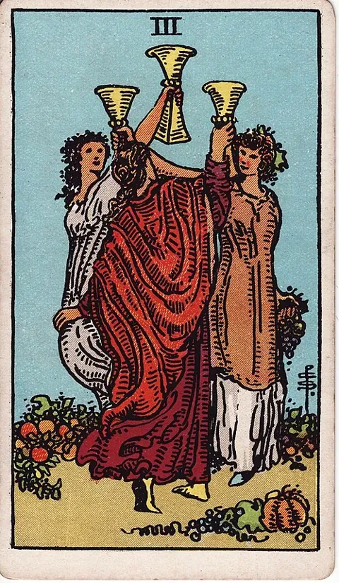 Three of Cups, Rider–Waite–Smith tarot (1909)