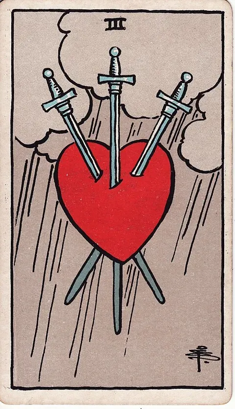 Three of Swords, Rider–Waite–Smith tarot (1909)