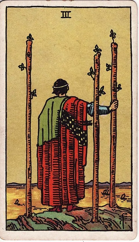 Three of Wands, Rider–Waite–Smith tarot (1909)